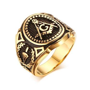 Imagem de Anel Maçom Compasso G Banhado Ouro (DOURADO, 18)