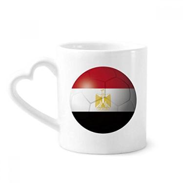 Imagem de Caneca de futebol com bandeira nacional do Egito Caneca de cerâmica para café Copo de coração de vidro