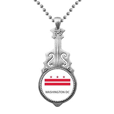 Imagem de OFFbb-USA Washington, pingente de perfil da bandeira de D.C. joia com pingente de torque de guitarra musical