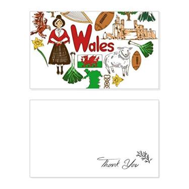 Imagem de Wales Love Heart Reino Unido Landscap Bandeira nacional cartão de agradecimento aniversário saudações casamento agradecimento