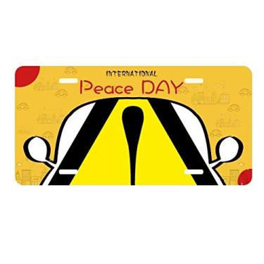 Imagem de DIYthinker Símbolo de aviso amarelo preto seguro triângulo placa etiqueta decoração carro dia da paz