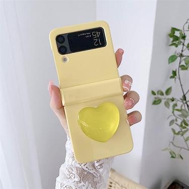 Imagem de Capa de telefone com suporte de coração bonito para Samsung Galaxy Z Flip 4 3 ZFlip3 zflip4 Suporte de capa rígida Suporte de concha sólida, Z3, para Z Flip 4