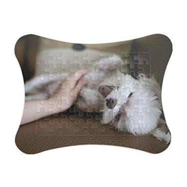 Imagem de Decoração de imagem de animal de estimação de cachorro branco fofo enfeite de quebra-cabeça