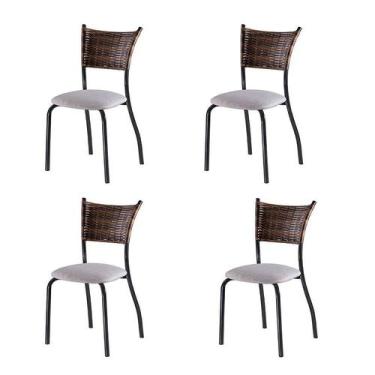 Imagem de Conjunto Com 4 Cadeiras Espanha Iv Bege 89 Cm - Mais Decor