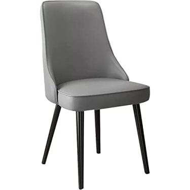 Imagem de Cadeira De Jantar Cadeiras De Cozinha Com Encosto De Couro De Microfibra Resistente Ao Desgaste À Prova D'água Cadeiras Laterais Modernas De Meados Do Século Para Sala De Estar Com Pés De Aço Galv