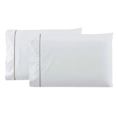 Imagem de Kit 2 Fronhas Avulsas 180 Fios Algodão com Ponto Palito 70x50 Branca