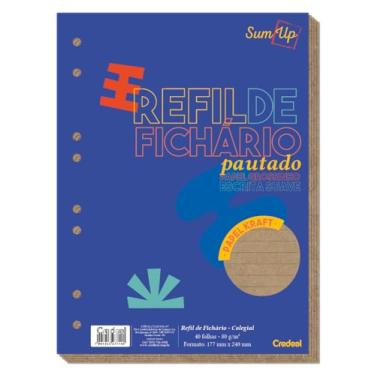 Imagem de Caderno Colegial Pautado Perfurado Papel Kraft 40 Folhas