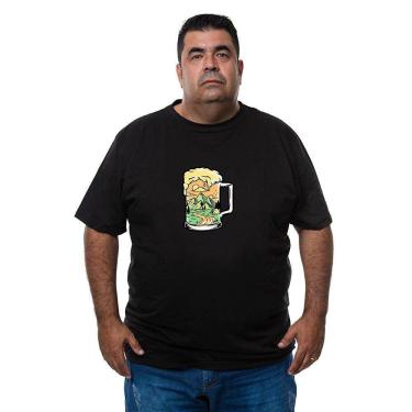 Imagem de Camiseta Plus Size Masculina Algodao Estampa Caneca Tropical Com Abridor De Garrafa Verao Praia