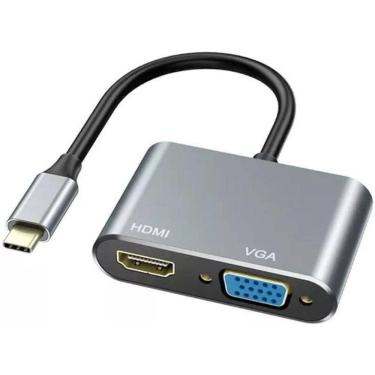 Imagem de Cabo Adaptador Conversor Usb-C Type-C Para Vga E Hdmi Tv