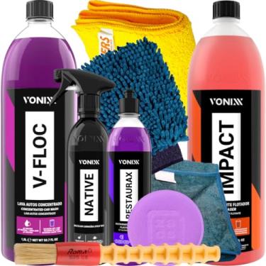 Imagem de Kit para Lavar Moto Shampoo Cera Luva Toalha Felpuda Vonixx