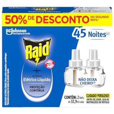 Imagem de Raid Repelente Eletrico Líquido Refil, Até 45 Noites de Proteção, 2 unidades de 32,9ml