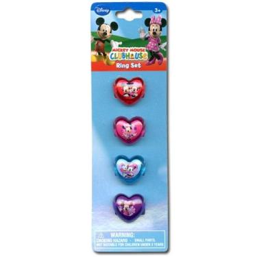Imagem de Conjunto de anéis de plástico Mickey Clubhouse Minnie em forma de coração