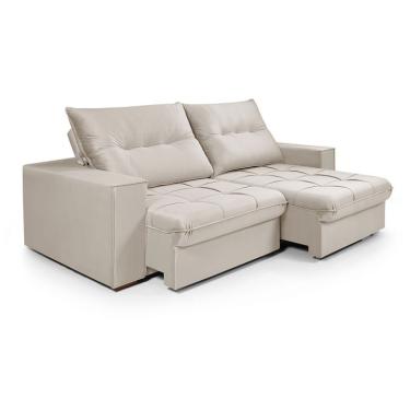 Imagem de Sofá 4 lugares Retrátil e Reclinavél Cancun Veludo Bege 290 cm