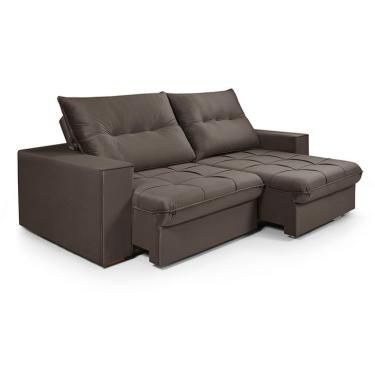 Imagem de Sofá 3 lugares Retrátil e Reclinavél Cancun Veludo Marrom 230 cm