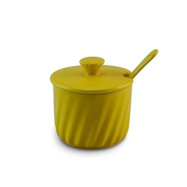 Imagem de Açucareiro C/Colher De Cerâmica 250gr Twist Ceraflame Gourmet Amarelo
