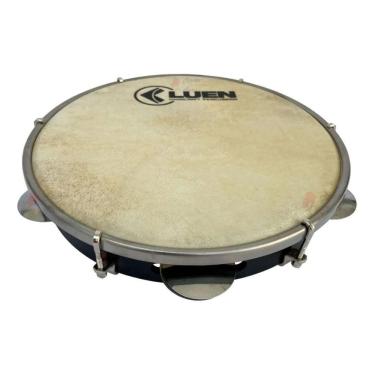 Imagem de Pandeiro 10 Luen Pele De Couro Aro Abs Com Chave De Afinação