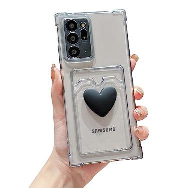 Imagem de Tuokiou Capa de telefone compatível com Samsung Galaxy Note 20 Ultra, capa de telefone fofa com design de coração 3D, capa de proteção macia à prova de choque com porta-cartões para Galaxy Note 20 Ultra de 6,9 polegadas (preto)