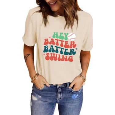 Imagem de Camiseta feminina Baseball Mama Hit and Steal Hey Batter Swing Basebal Vibe Graphic Top, Balanço, P