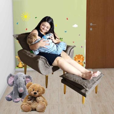 Imagem de Poltrona Puff Opala Amamentação Fixa E Confortável Tecido Suede Marrom