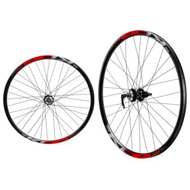 Imagem de Kit Bicicleta Par Roda Aro 29 KOG Cassete Freio Disco com Catraca Pinhão Cassete 8v,Preto Vermelho