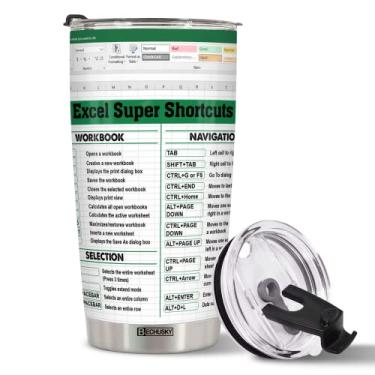Imagem de BECHUSKY Excel Tumbler Group Excel Shortcut Tumbler folha de cálculo para viagem planilha de contabilidade estudante sênior contador CPA presente para colega de trabalho, colega amigo, aniversário, Natal