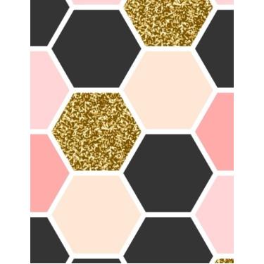 Imagem de My Favorite Recipes Cookbook (Blank Cookbook): Pink, Black, Gold Hexagons: 200 Recipe Cards, Create Your Own Cookbook, 8.5 x 11 inches (Cooking Gifts)