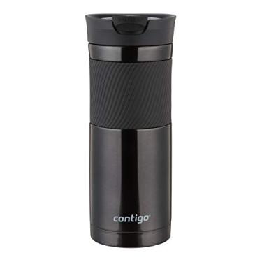 Imagem de Contigo Caneca de viagem Byron Snapseal, caneca térmica de aço inoxidável, frasco a vácuo, copo à prova de vazamento, caneca de café com tampa fácil de limpar sem BPA, 590 ml, preta