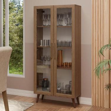 Imagem de Cristaleira 70 Cm 2 Portas De Vidro Com Pés Cônicos Rustic/ma