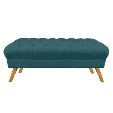 Imagem de Puff Decorativo Retrô Paris Capitonê 1 Metro Pé Palito Suede Azul Turq