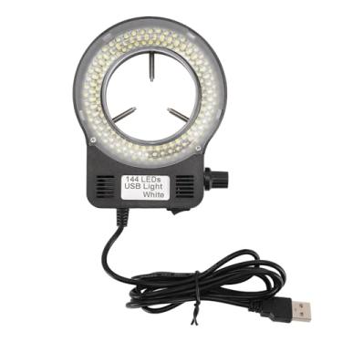 Imagem de Luz de Anel de Microscópio LED, 144 LEDs 4W 6500-7500K 32000-36000LX Brilho Ajustável Alimentado por USB Lâmpada de Microscópio de Luz LED para Tornos, Anéis de LED de