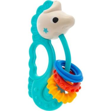 Imagem de Chocalho Mordedor Cavalo Marinho Bebê Argolas Texturas Buba