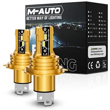 Imagem de M-AUTO Lâmpadas de LED H4, 3600 lm por conjunto 6500 K branco frio para carro, porta-malas, motocicleta, feixe alto de LED, feixe baixo, plug and play, pacote com 2