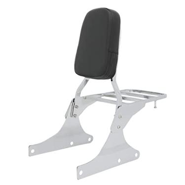 Imagem de Motaux Passenger Sissy Bar com bagageiro almofada traseira encosto apto para Harley Heritage Softail Classic FLSTC Fatboy, cromado