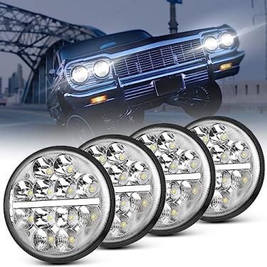 Imagem de Farol de LED de 14,5 cm + DRL + seta, luzes redondas de LED de 5,75 para carros esportivos/caminhões/tratores/captadores 35W SAE selados feixes H4000/H4401/H4002/H4579/H4003/H4402/H5001/H5001/H5001/H5000 6 6