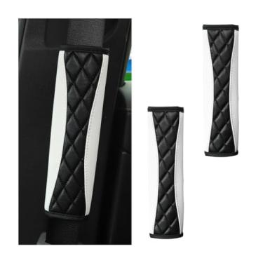 Imagem de Mandark 2 peças de capas de cinto de segurança de carro, protetor de cinto de segurança de veículo de couro macio para ombro e pescoço, almofada de cinto de segurança automática confortável, universal