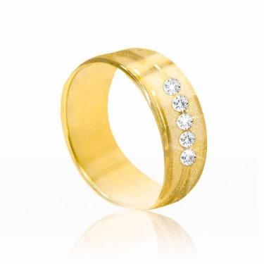 Imagem de Aliança Tungstênio Casamento Ouro Pedras Brilhantes Coração - Oremte, 