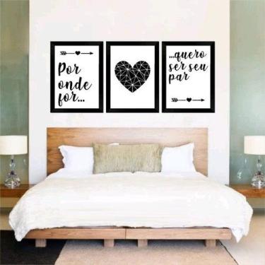 Imagem de Kit 3 Quadros Quero Ser Seu Par 33x24cm - com vidro - Quadros On-line,
