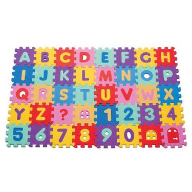 Imagem de Cubos em eva  alfabeto + números 40 peças 9x9 cm educativo - BRINQUE E