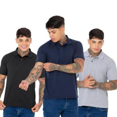Imagem de Super Oferta Kit 3 Polos Masculinas Desconto Exclusivo - Ridens, G, Az