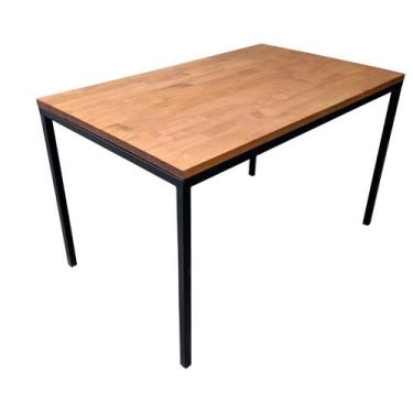 Imagem de Mesa Industrial de Ferro em Preto e Madeira Tom Castanheira - Loja do 