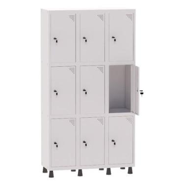 Imagem de Armário Guarda Volume Locker Roupeiro 3 Vãos 9 Portas Aço GRF503/9 Bra