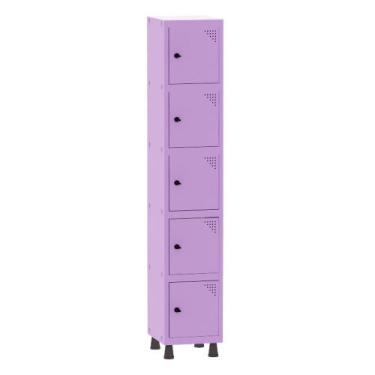 Imagem de Armário Guarda Volume Locker Roupeiro 1 Vão 5 Portas Aço GRP501/5 Lilá