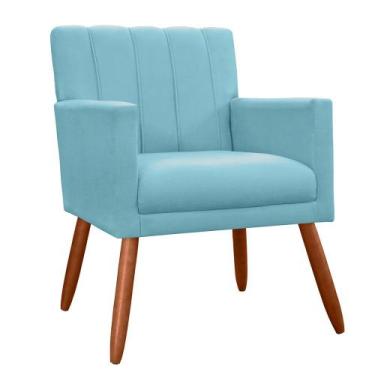 Imagem de Poltrona Decorativa Cecilia Pés Palito Suede Azul Turquesa - DS Estofa