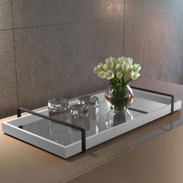 Imagem de Bandeja Decorativa Espelhada Branca Alças Variadas - Zarco Interiores,