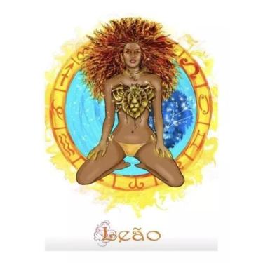 Imagem de Canga Praia Signos Poliéster Moda Verão Beach Astrologia - Blue, Leão