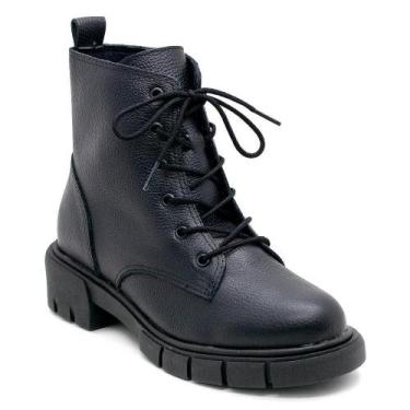 Imagem de Bota Coturno Cano Curto Estilo Mix 27992 Preta, 36, Preto