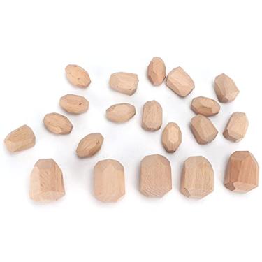 Imagem de Brinquedos Infantis de Madeira, Conjunto de Blocos de Madeira de Faia, Brinquedos Infantis de Pintura Diy, Pedras de Jogo de Formato Irregular para Criatividade e Design