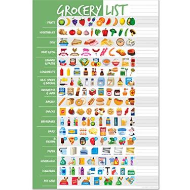 Imagem de Bloco magnético de lista de compras para geladeira Visual Grocery List - Bloco de notas magnético para geladeira - 15 x 23 cm - 50 folhas - Agenda de refeições, bloco de notas, menu semanal e bloco de