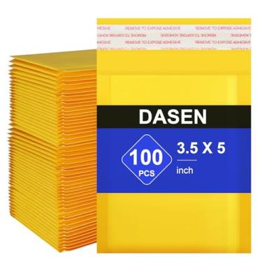 Imagem de Dasen Envelopes Kraft Bubble Mailers 9,5 x 12,5 cm, 100 peças, pequenos sacos de envio acolchoados à prova d'água, envelopes acolchoados amarelos #0000