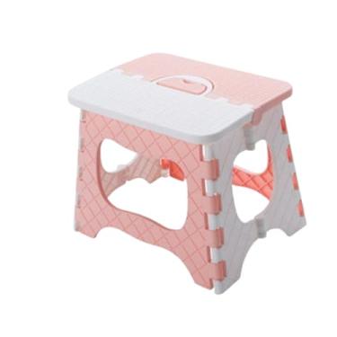 Imagem de Banqueta Dobrável Infantil Resistente Multiuso Banco De Plástico Retrátil Camping Praia Banquinho Acampamento Portátil (Rosa)